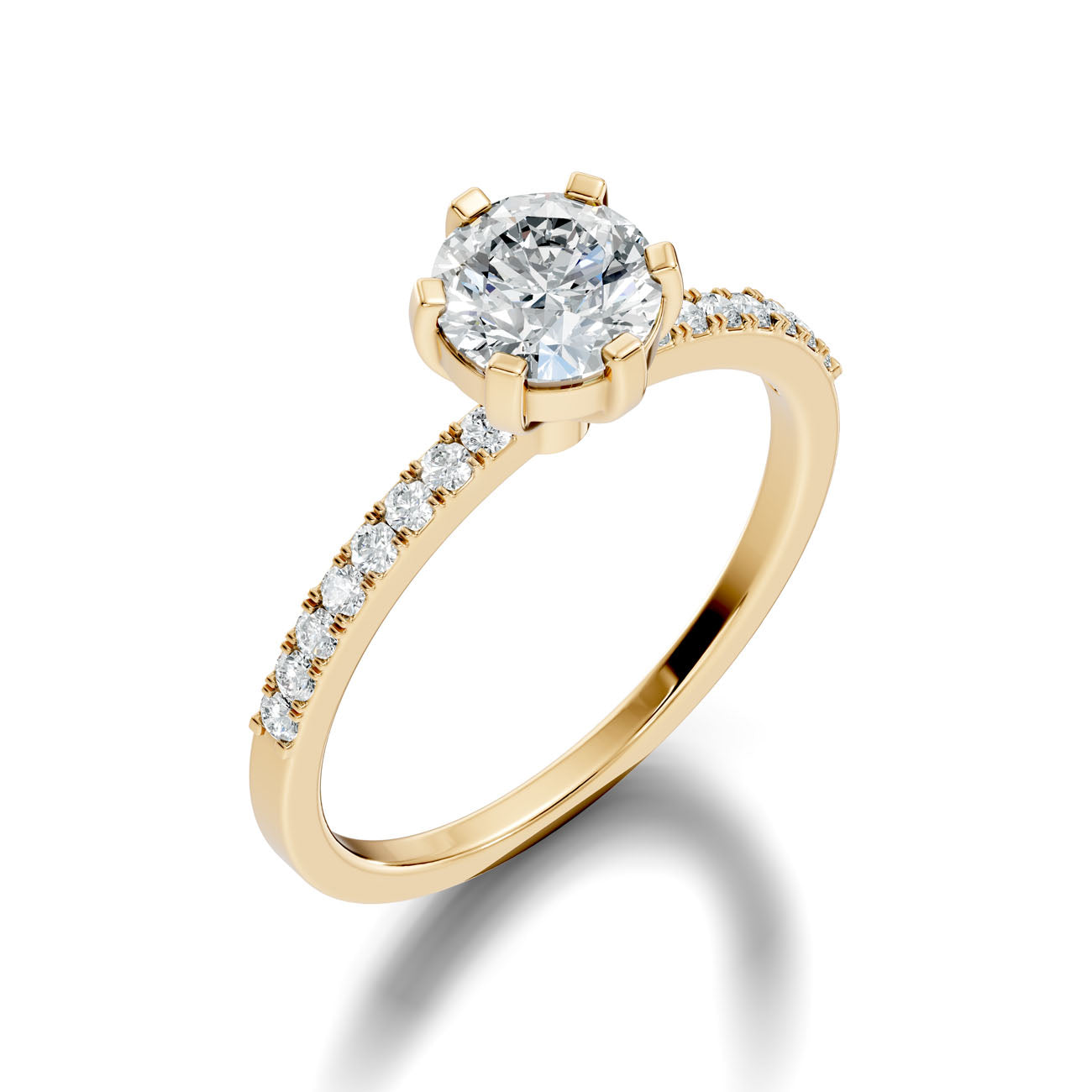1.20 Ct. Classic Round Solitaire Diamond Ring with Pavé Band (GJSLR-016)