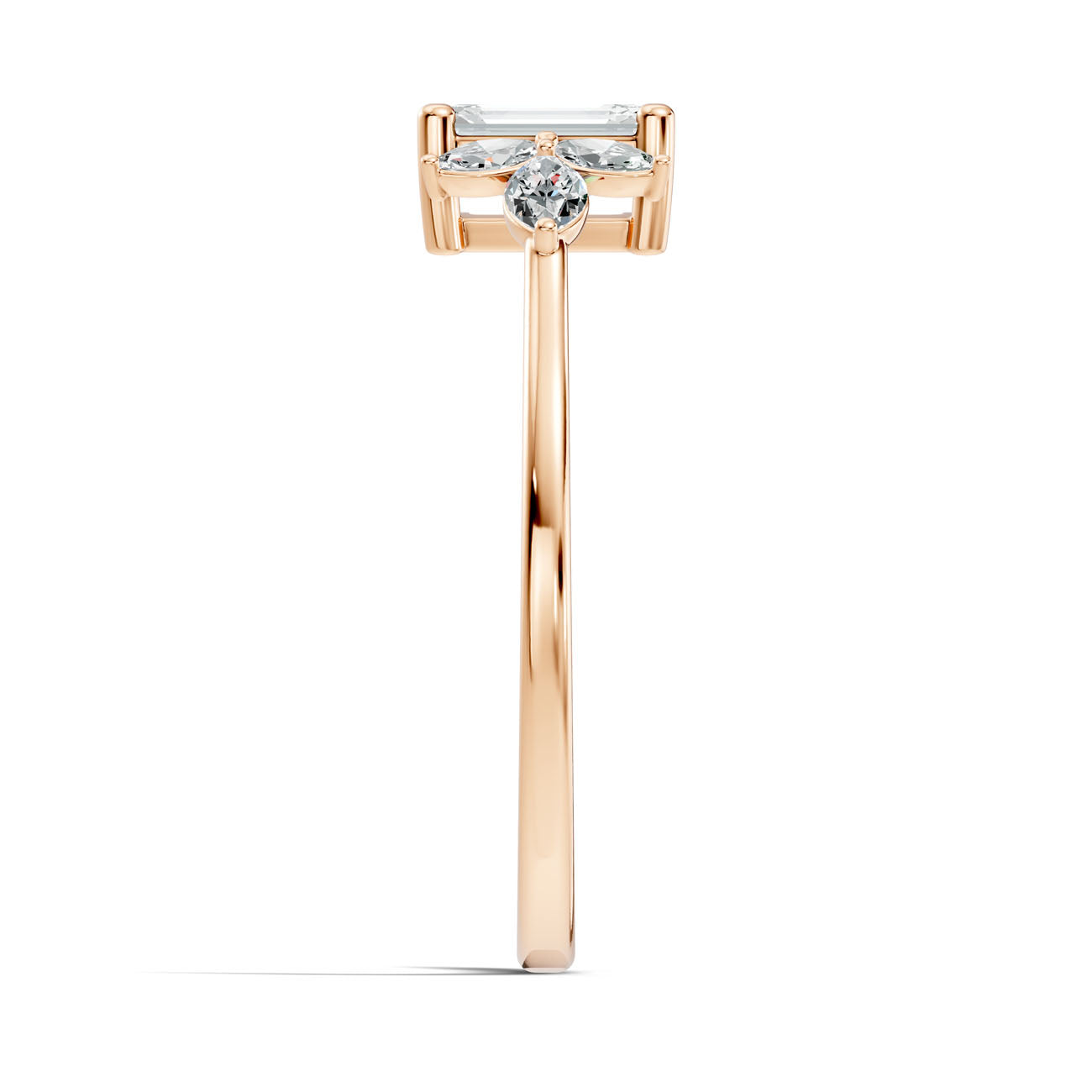 .67 Ct. Emerald Cut Diamond Ring with Marquise Side Stones (GJSLR-017) 12