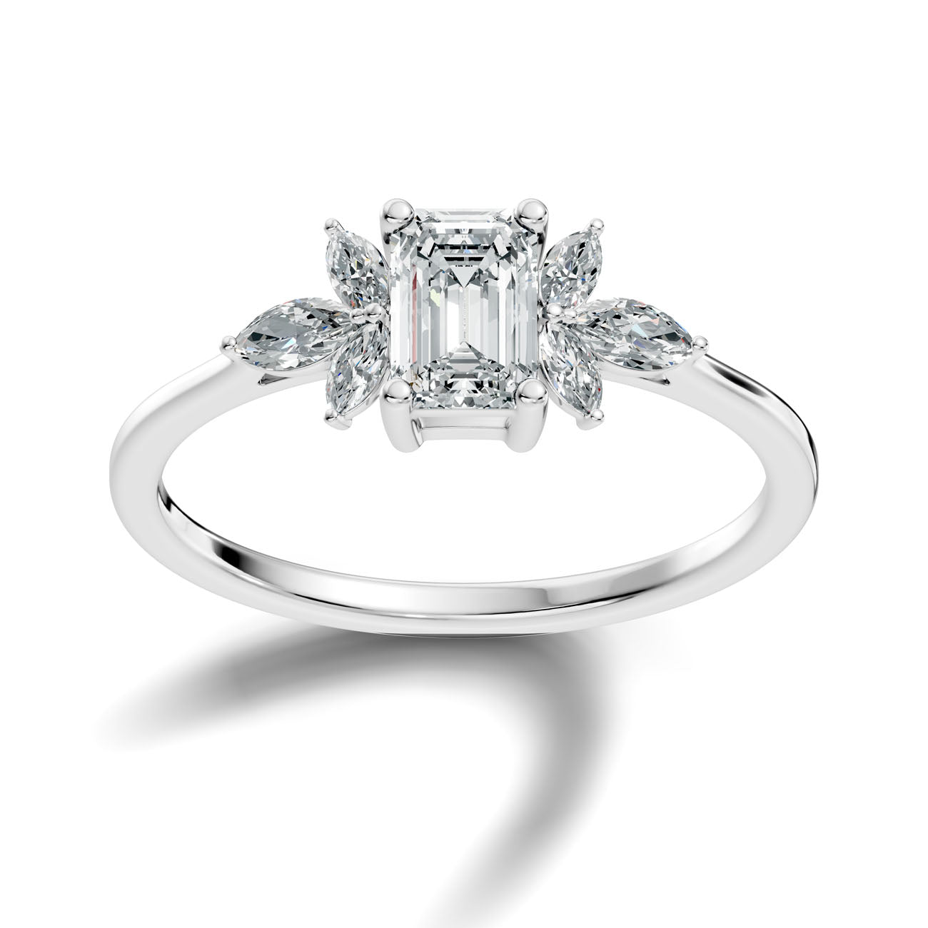 .67 Ct. Emerald Cut Diamond Ring with Marquise Side Stones (GJSLR-017)