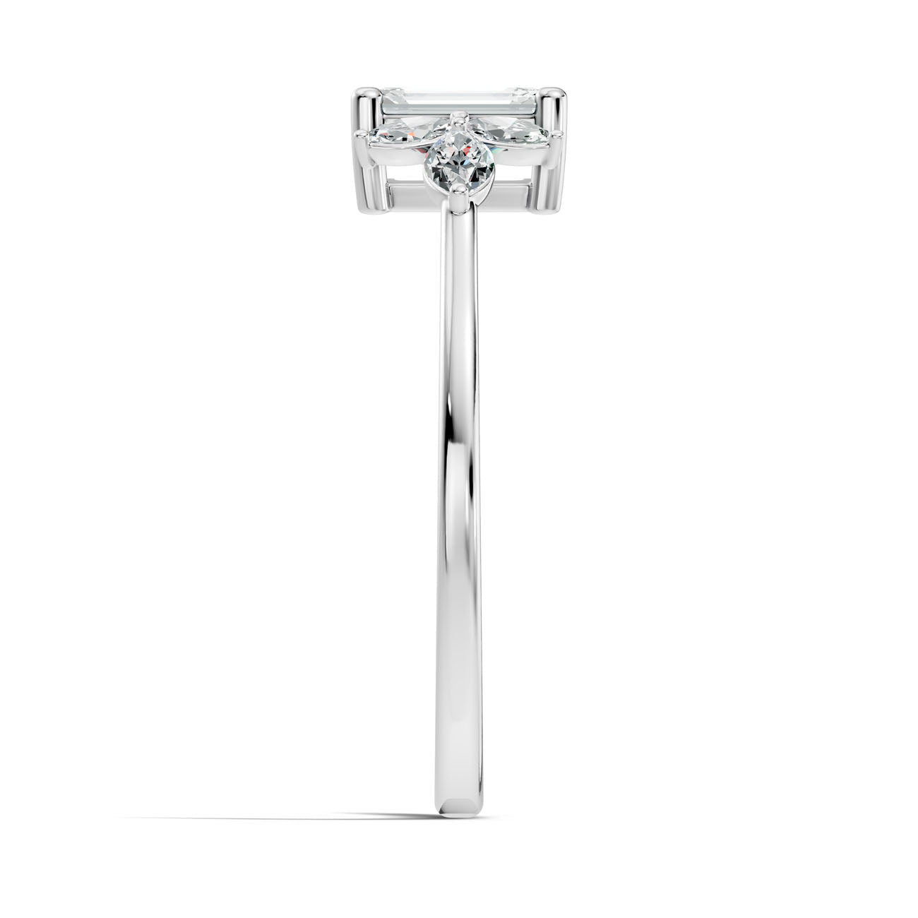.67 Ct. Emerald Cut Diamond Ring with Marquise Side Stones (GJSLR-017) 14