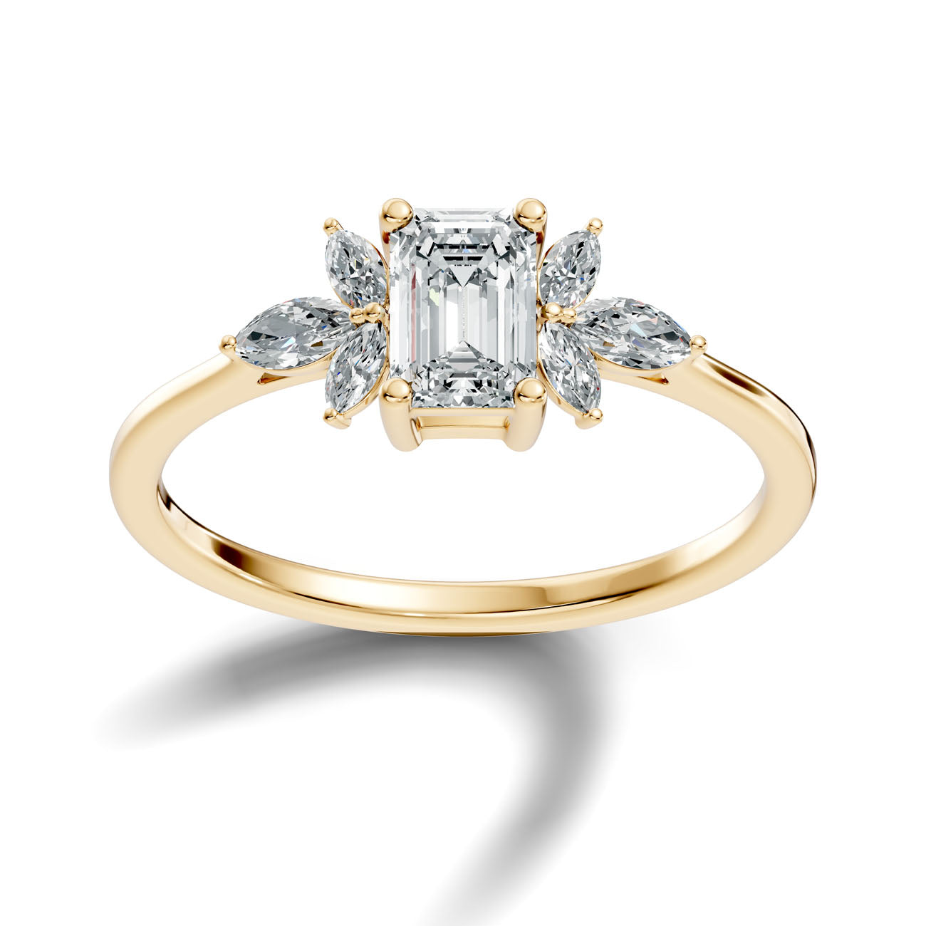 .67 Ct. Emerald Cut Diamond Ring with Marquise Side Stones (GJSLR-017) 4