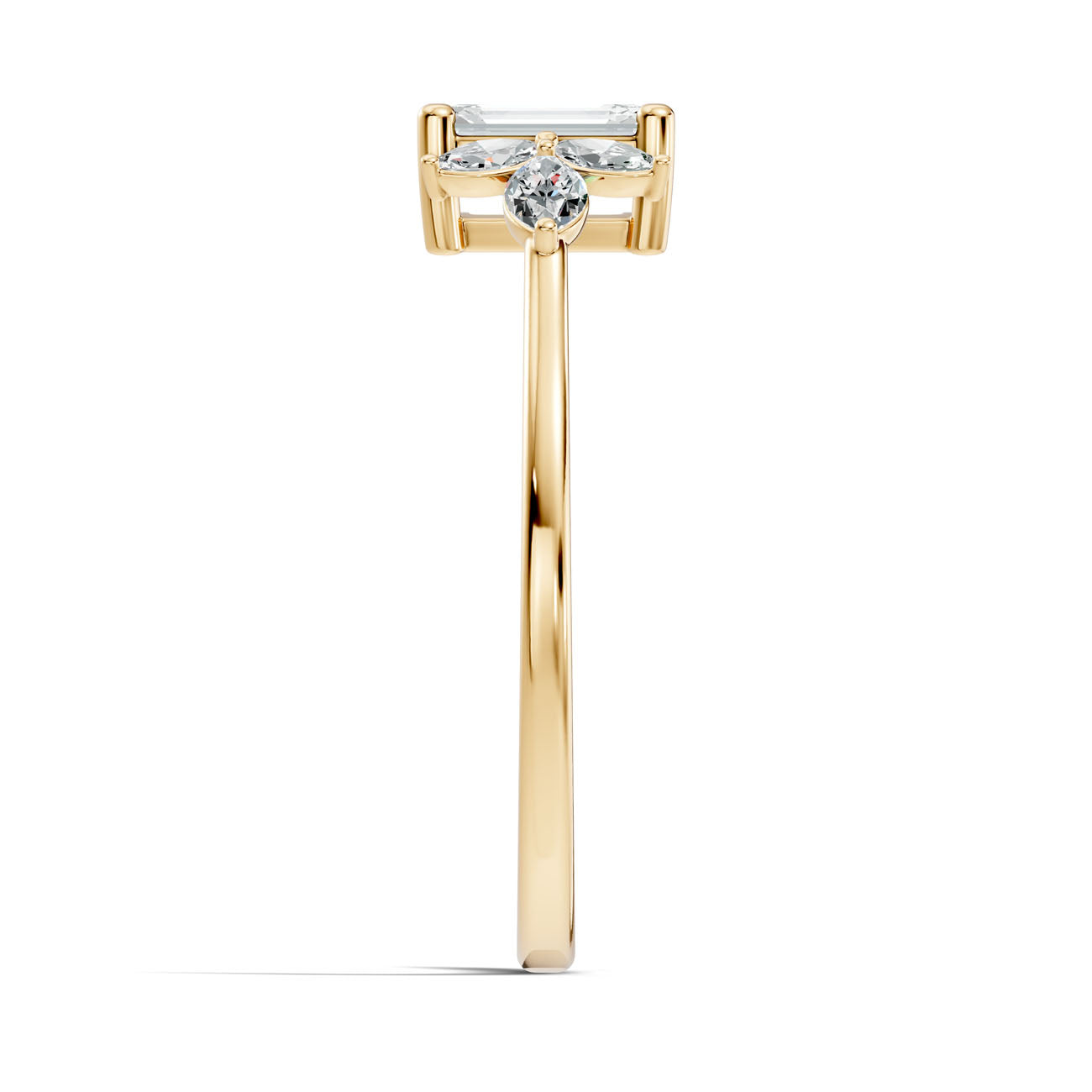 .67 Ct. Emerald Cut Diamond Ring with Marquise Side Stones (GJSLR-017) 8