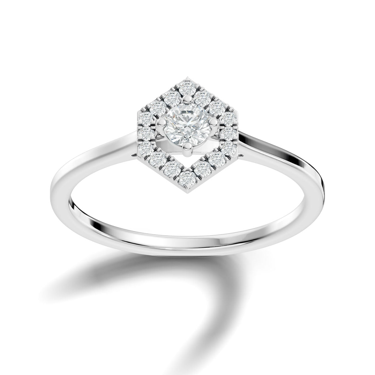 .25 Ct Hexagon Halo Round Diamond Engagement Ring (GJSLR-019)