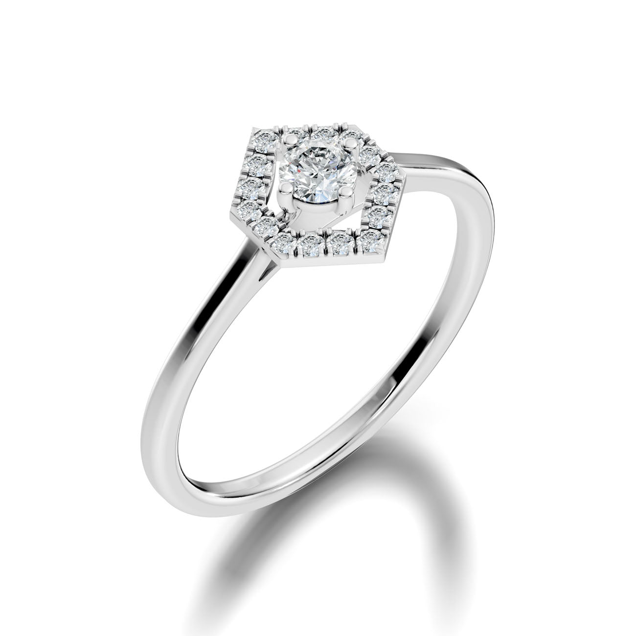 .25 Ct Hexagon Halo Round Diamond Engagement Ring (GJSLR-019) 11