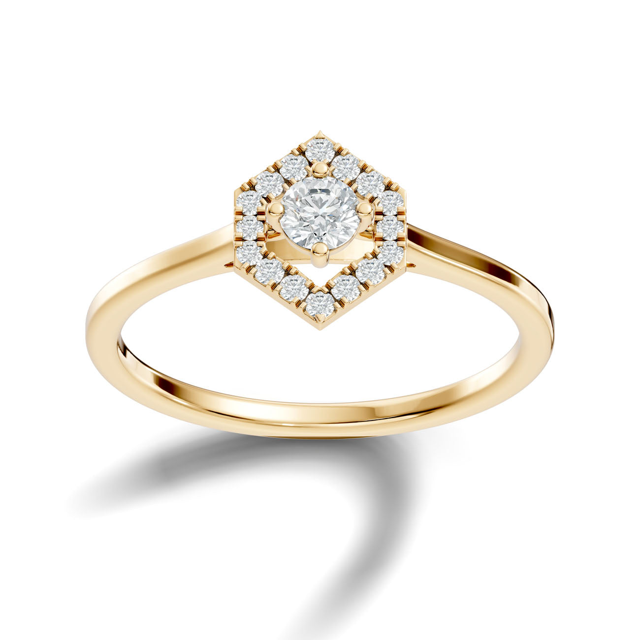 .25 Ct Hexagon Halo Round Diamond Engagement Ring (GJSLR-019) 4