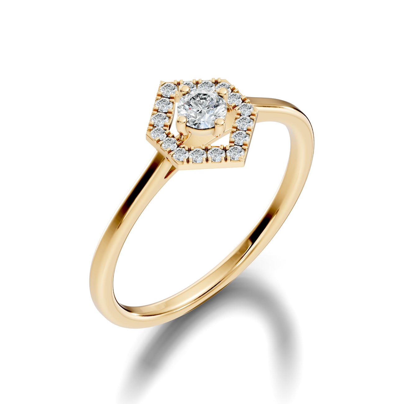 .25 Ct Hexagon Halo Round Diamond Engagement Ring (GJSLR-019)