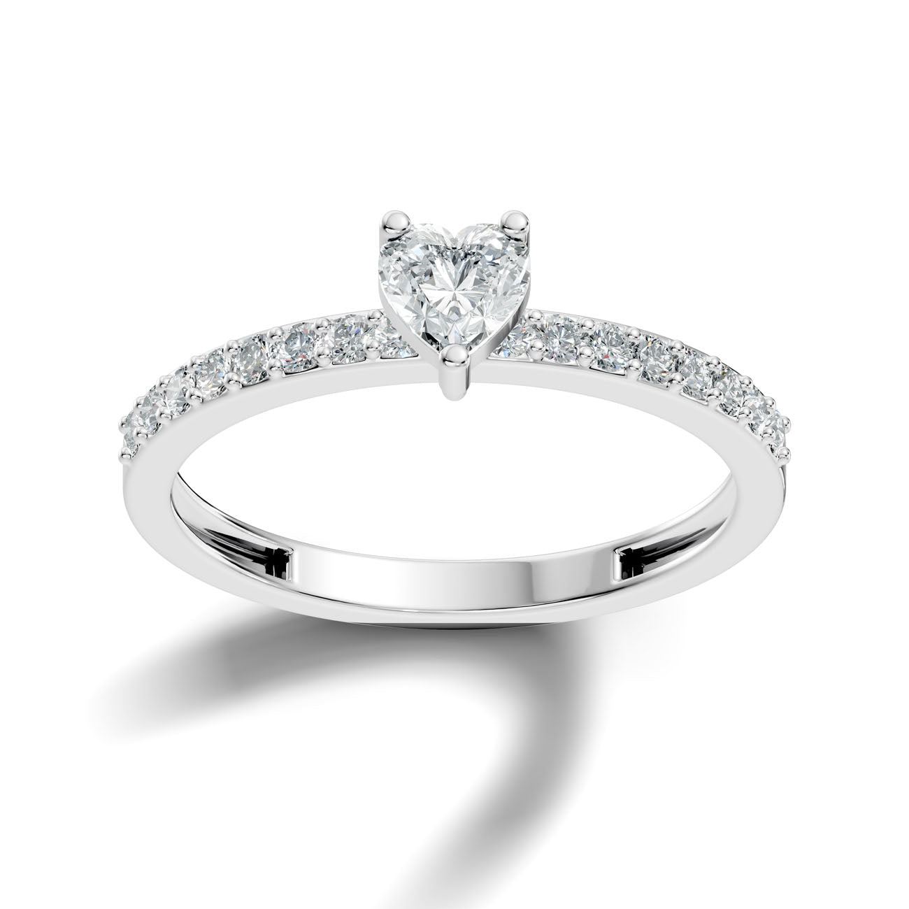 .56 Ct. Heart-Shaped Diamond Ring with Pavé Band (GJSLR-027)