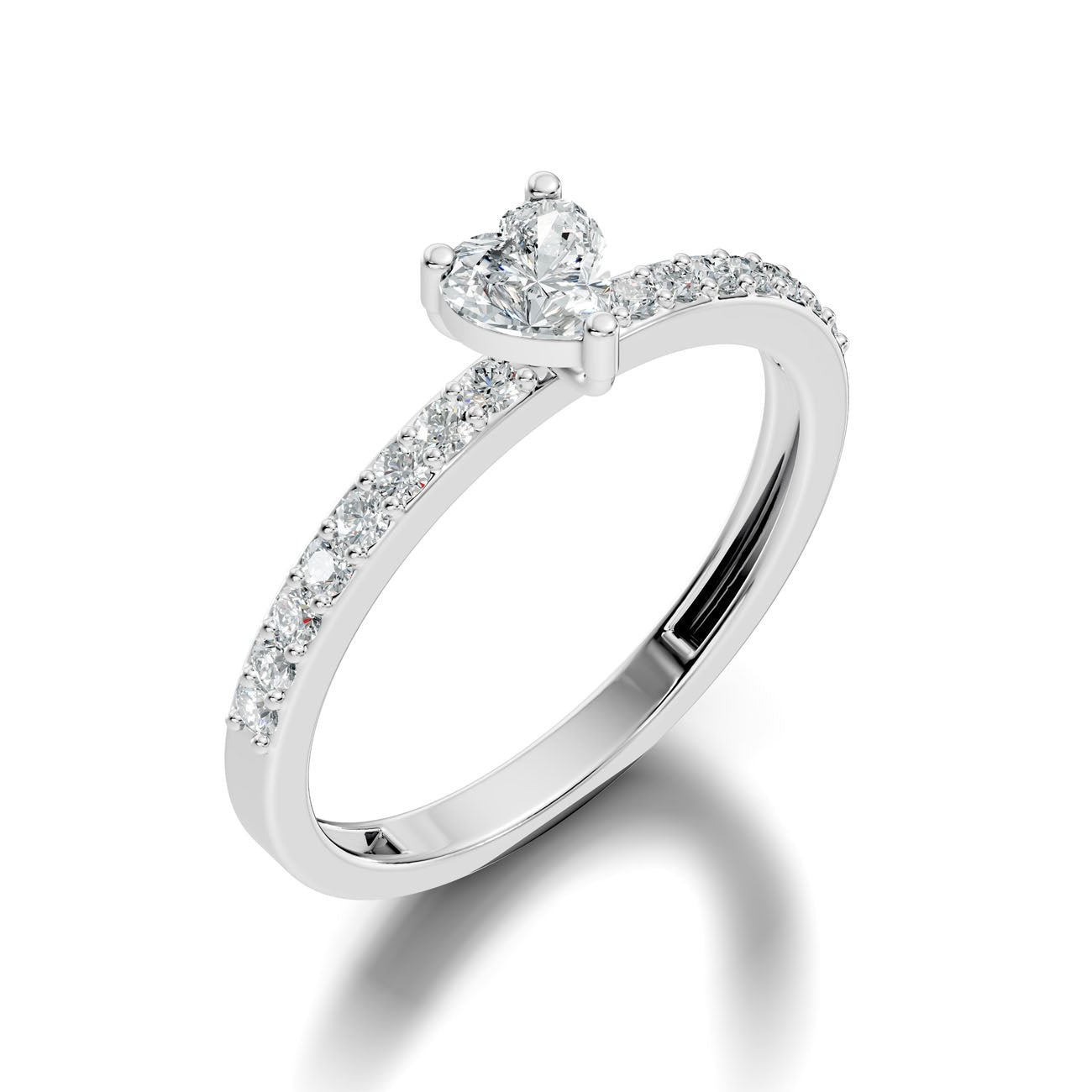 .56 Ct. Heart-Shaped Diamond Ring with Pavé Band (GJSLR-027) 12