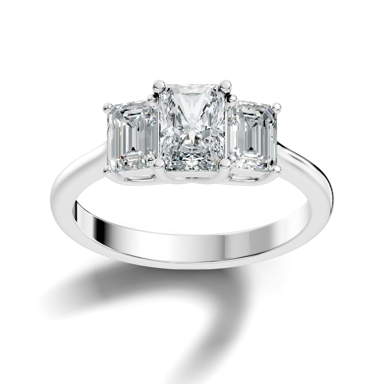 2.08 Ct. Radiant Cut Diamond Ring with Emerald Cut Side Stones (GJSLR-029)