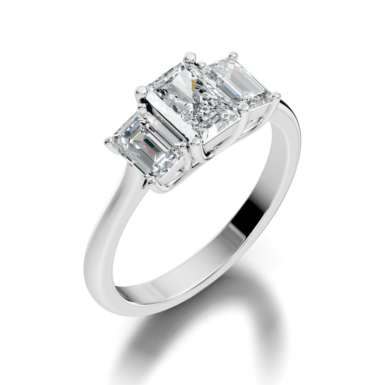 2.08 Ct. Radiant Cut Diamond Ring with Emerald Cut Side Stones (GJSLR-029) 13