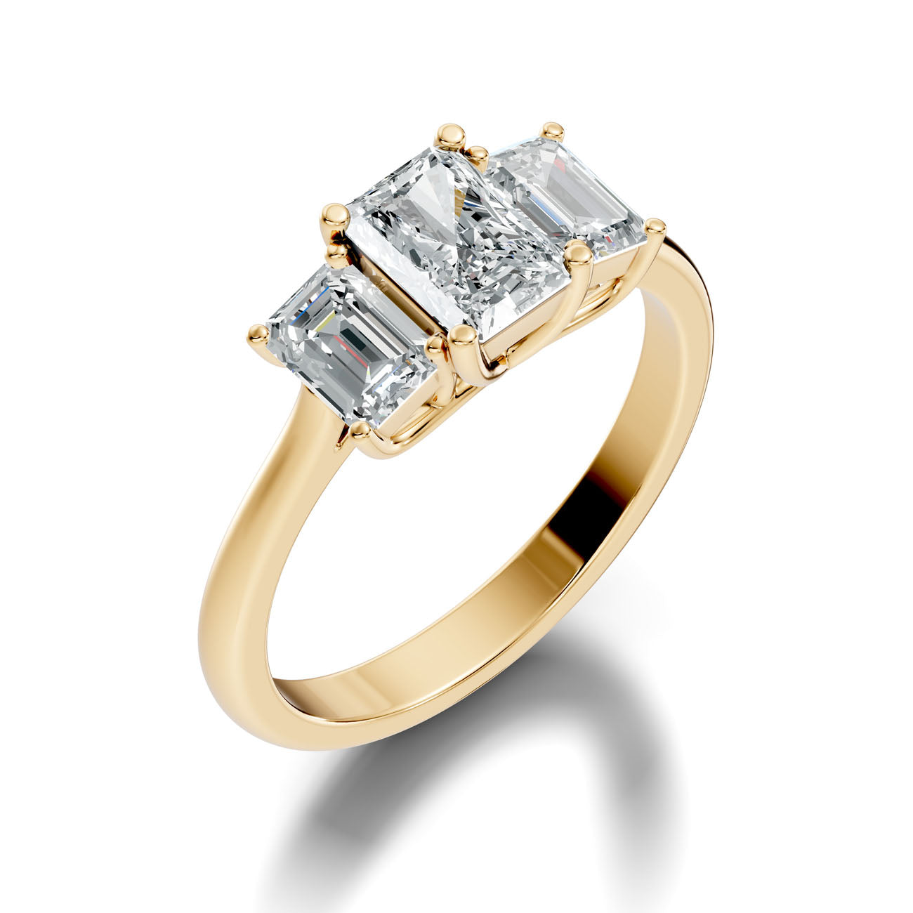 2.08 Ct. Radiant Cut Diamond Ring with Emerald Cut Side Stones (GJSLR-029)