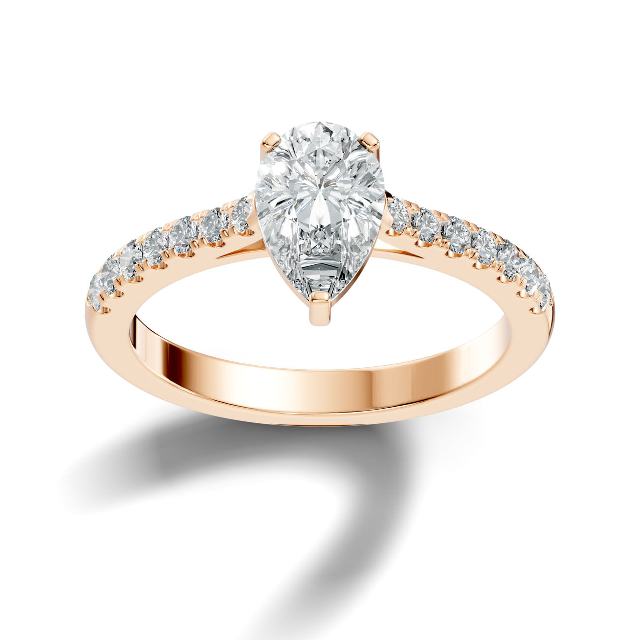1.21 Ct. Pear Cut Diamond Engagement Ring with Pavé Band (GJSLR-030) 6