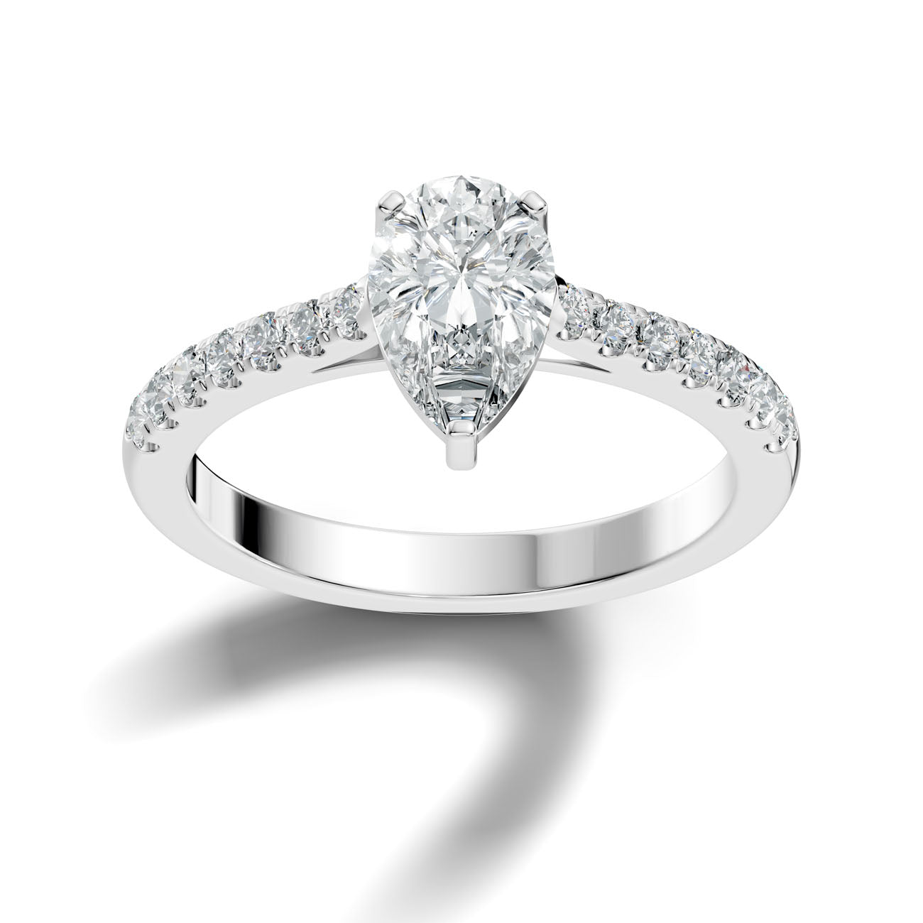 1.21 Ct. Pear Cut Diamond Engagement Ring with Pavé Band (GJSLR-030)