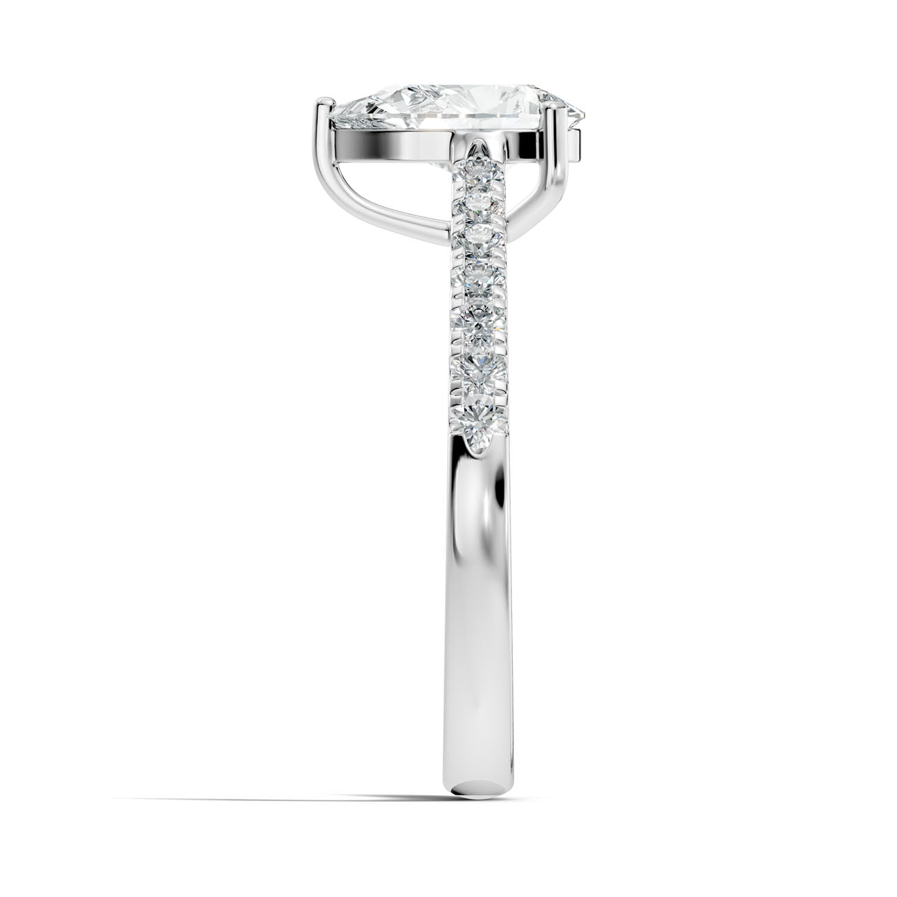1.21 Ct. Pear Cut Diamond Engagement Ring with Pavé Band (GJSLR-030) 12
