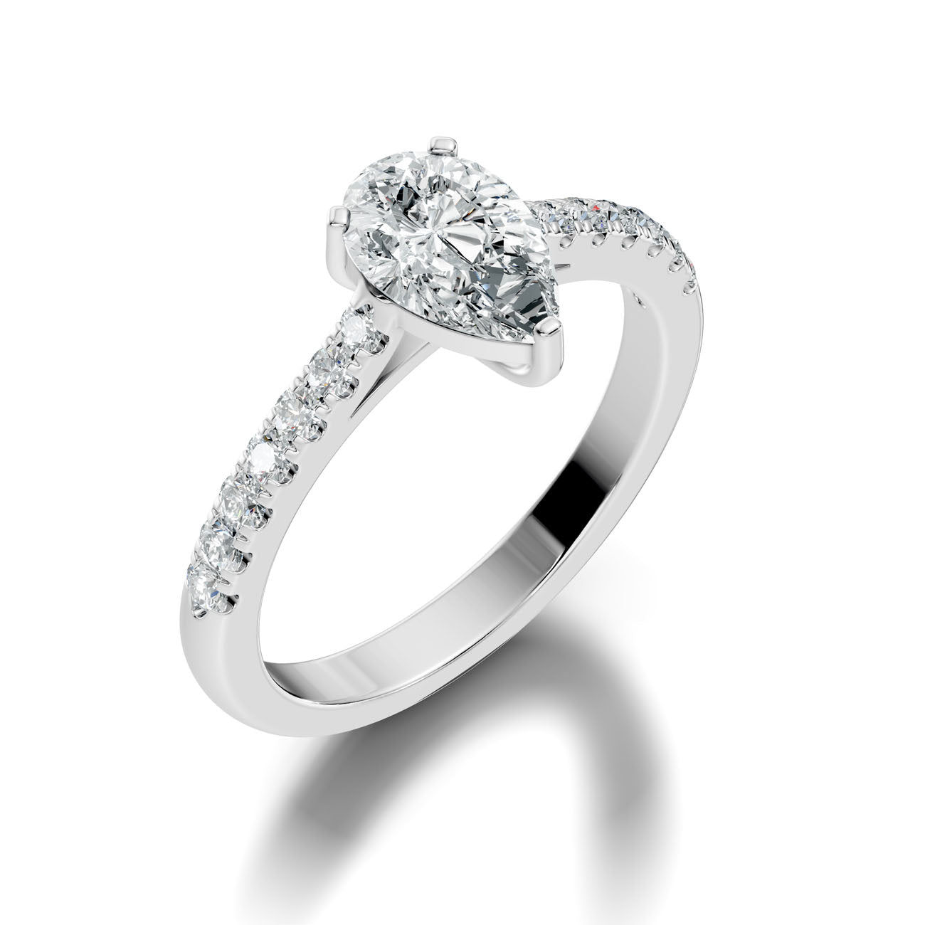 1.21 Ct. Pear Cut Diamond Engagement Ring with Pavé Band (GJSLR-030) 11