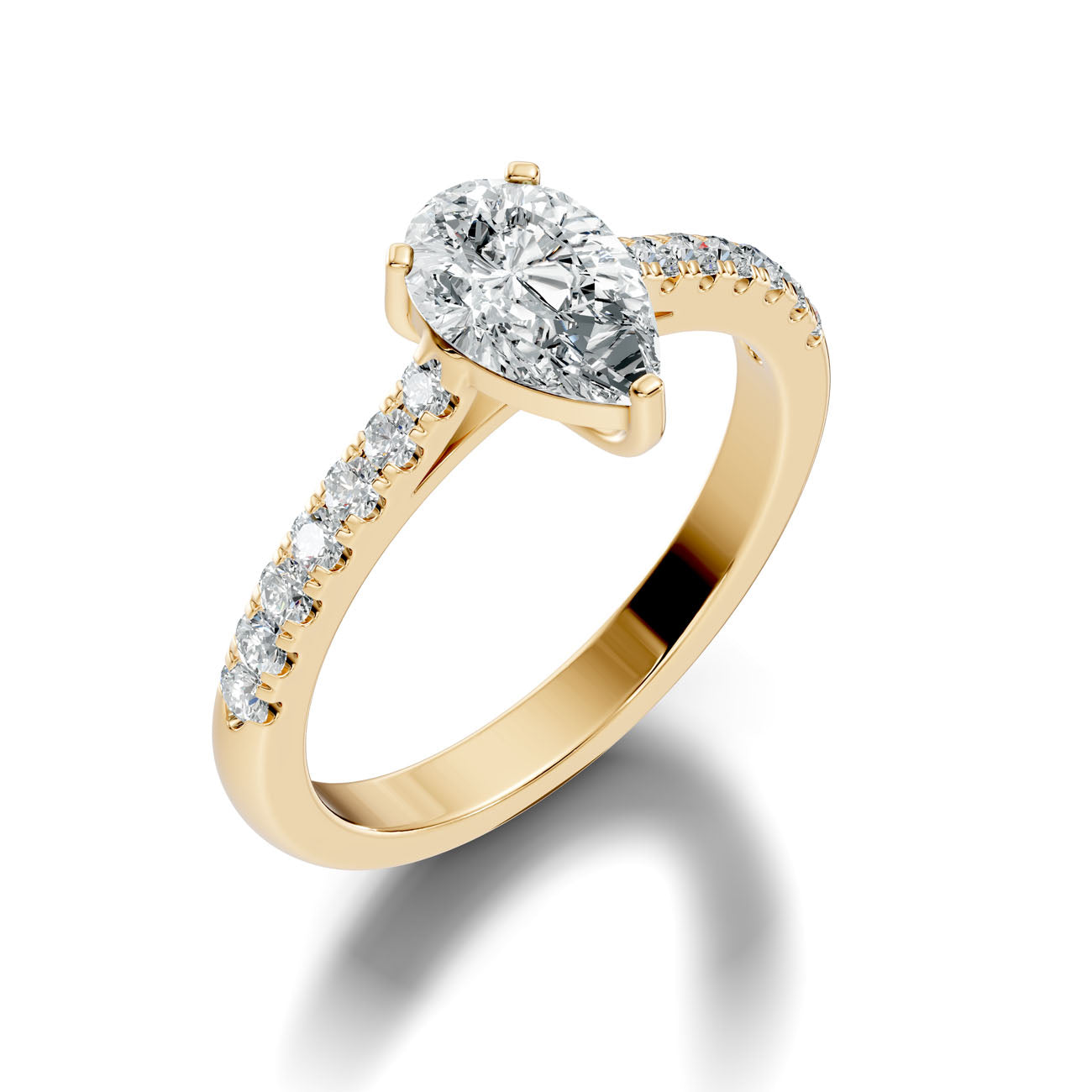 1.21 Ct. Pear Cut Diamond Engagement Ring with Pavé Band (GJSLR-030)