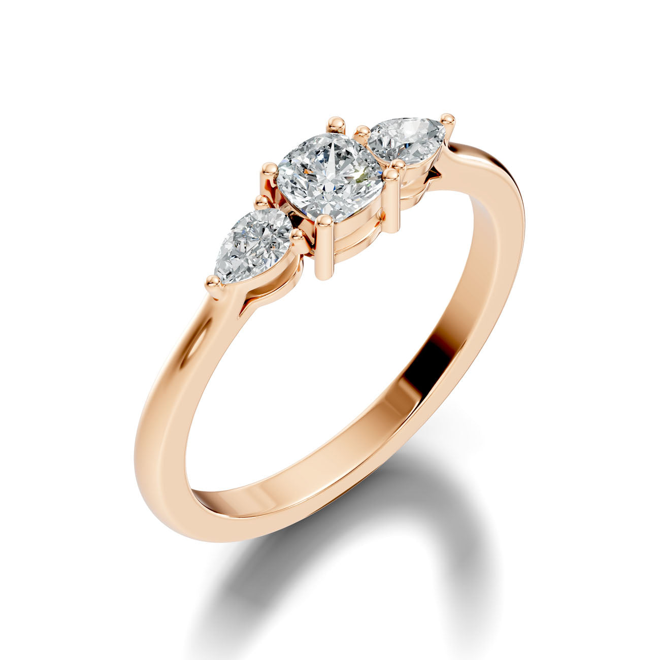 .52 Ct. Classic Cushion Cut Diamond Ring with Pear Side Stones (GJSLR-031) 9