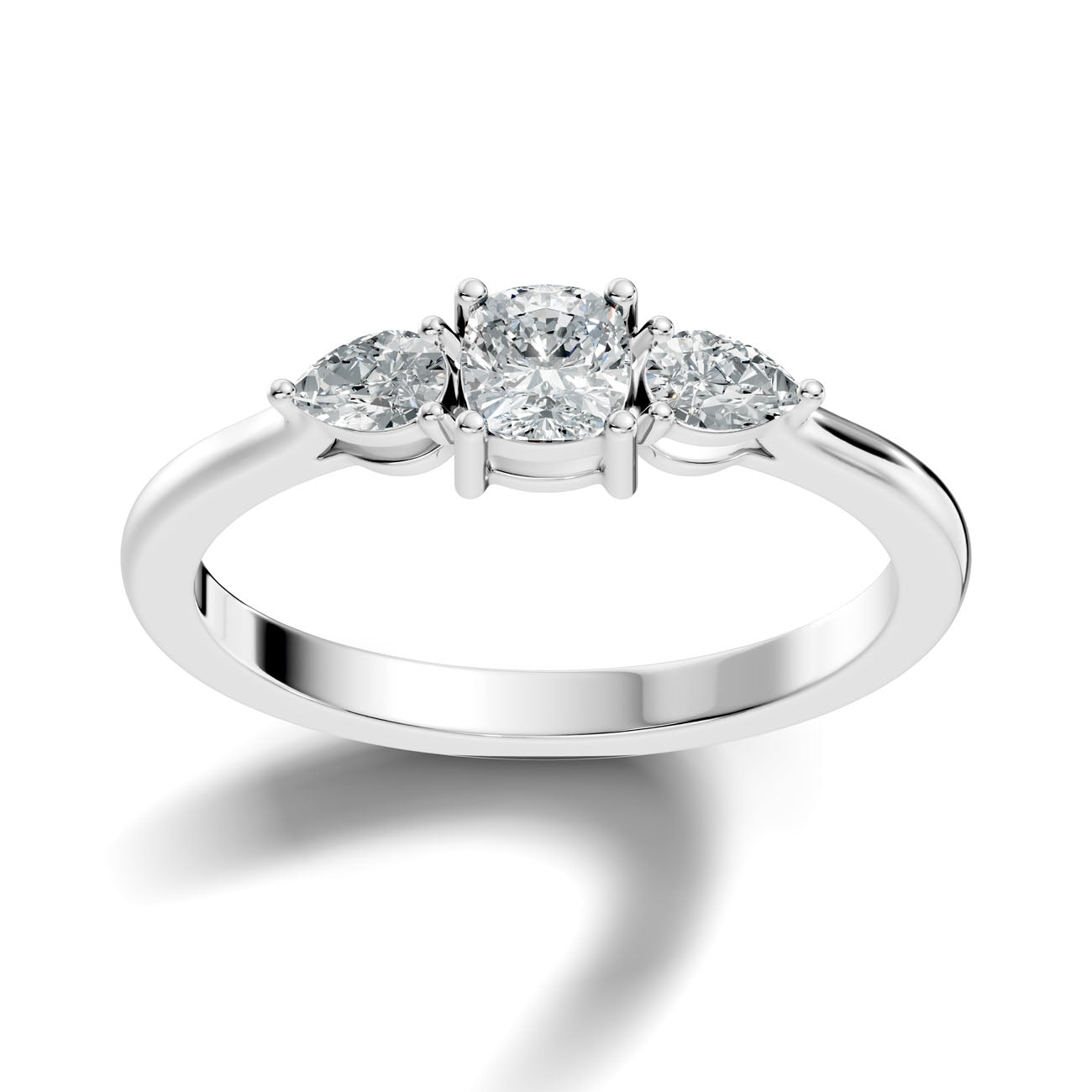 .52 Ct. Classic Cushion Cut Diamond Ring with Pear Side Stones (GJSLR-031)