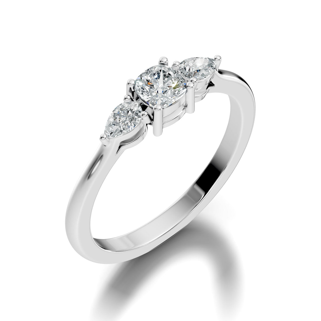 .52 Ct. Classic Cushion Cut Diamond Ring with Pear Side Stones (GJSLR-031) 15