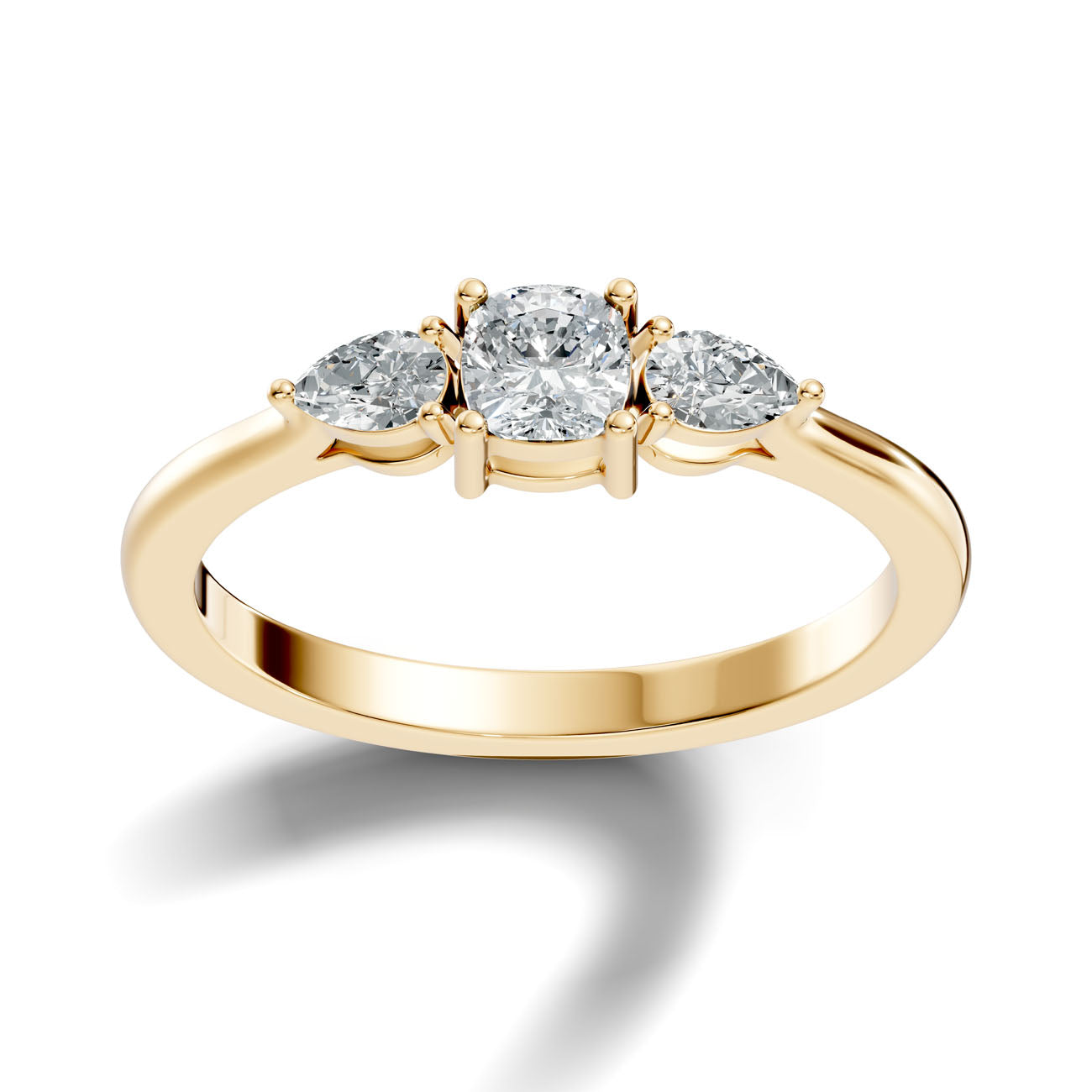 .52 Ct. Classic Cushion Cut Diamond Ring with Pear Side Stones (GJSLR-031) 4