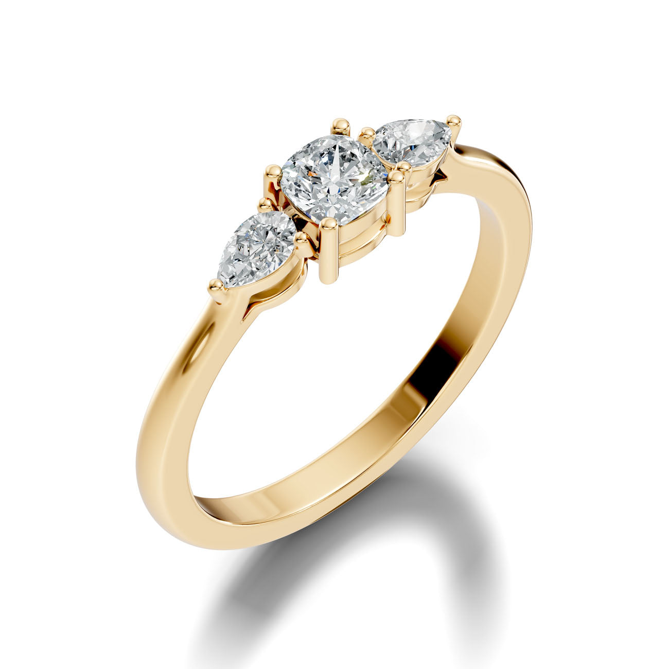.52 Ct. Classic Cushion Cut Diamond Ring with Pear Side Stones (GJSLR-031)