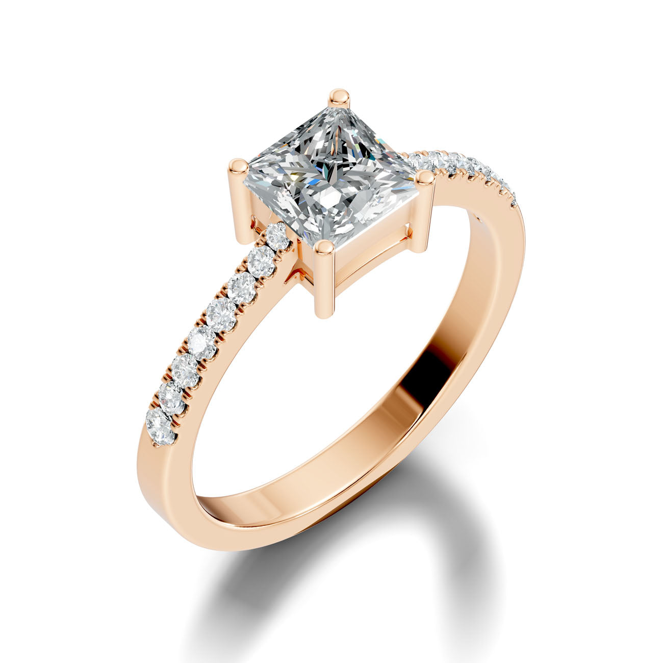 .95 Ct. Princess Cut Diamond Pavé Engagement Ring (GJSLR-034) 6