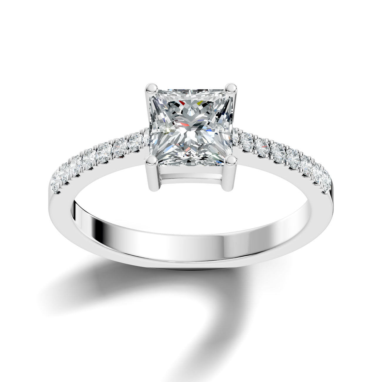 .95 Ct. Princess Cut Diamond Pavé Engagement Ring (GJSLR-034)