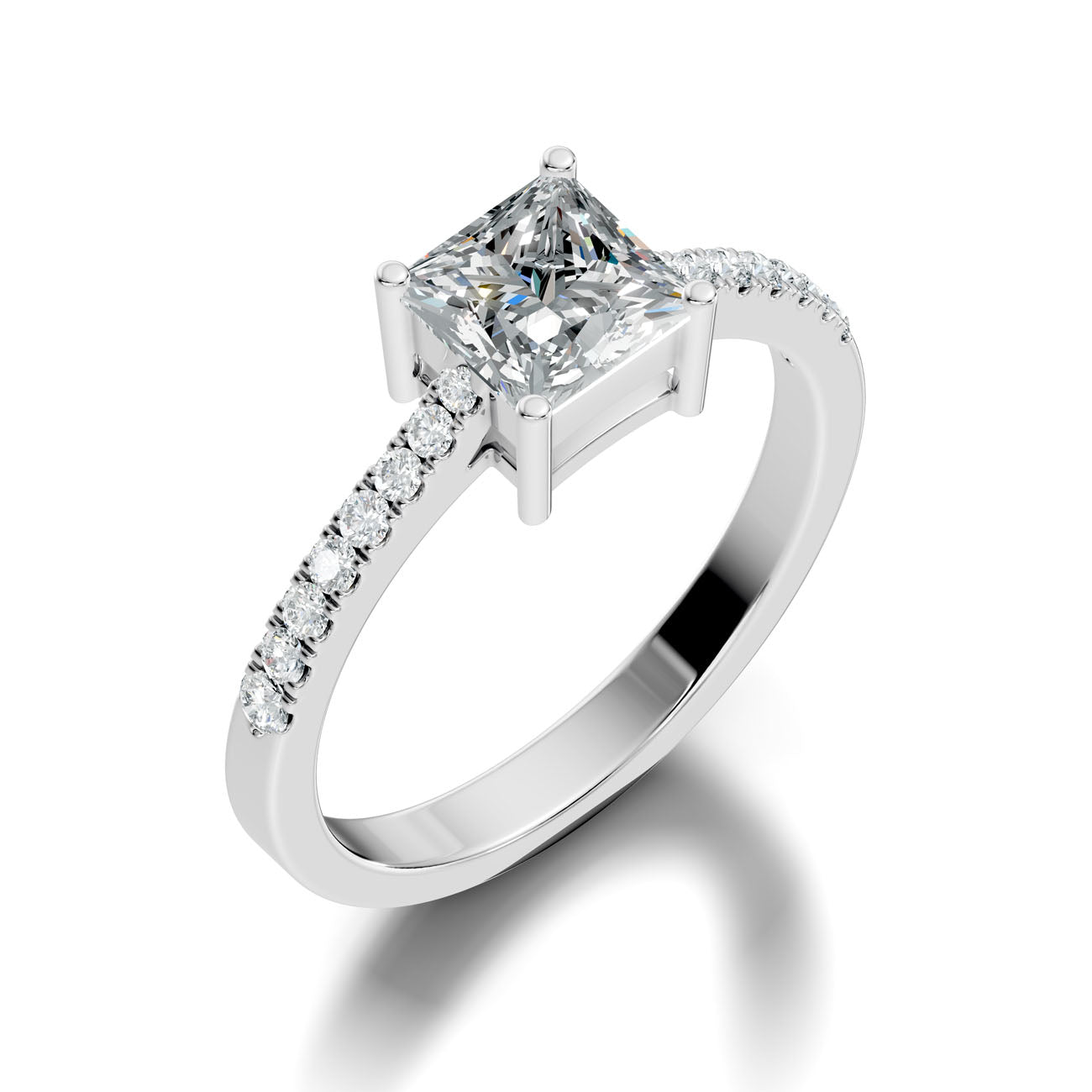 .95 Ct. Princess Cut Diamond Pavé Engagement Ring (GJSLR-034) 12