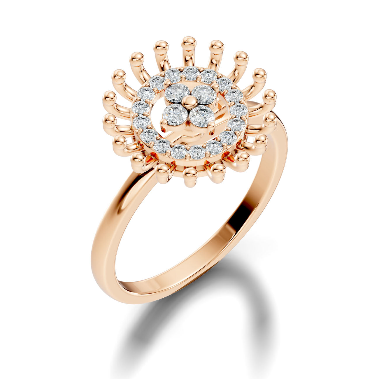 .27 Ct. Round "Water Drop" Diamond Halo Cluster Ring with Sunburst Setting (GJSLR-035) 11