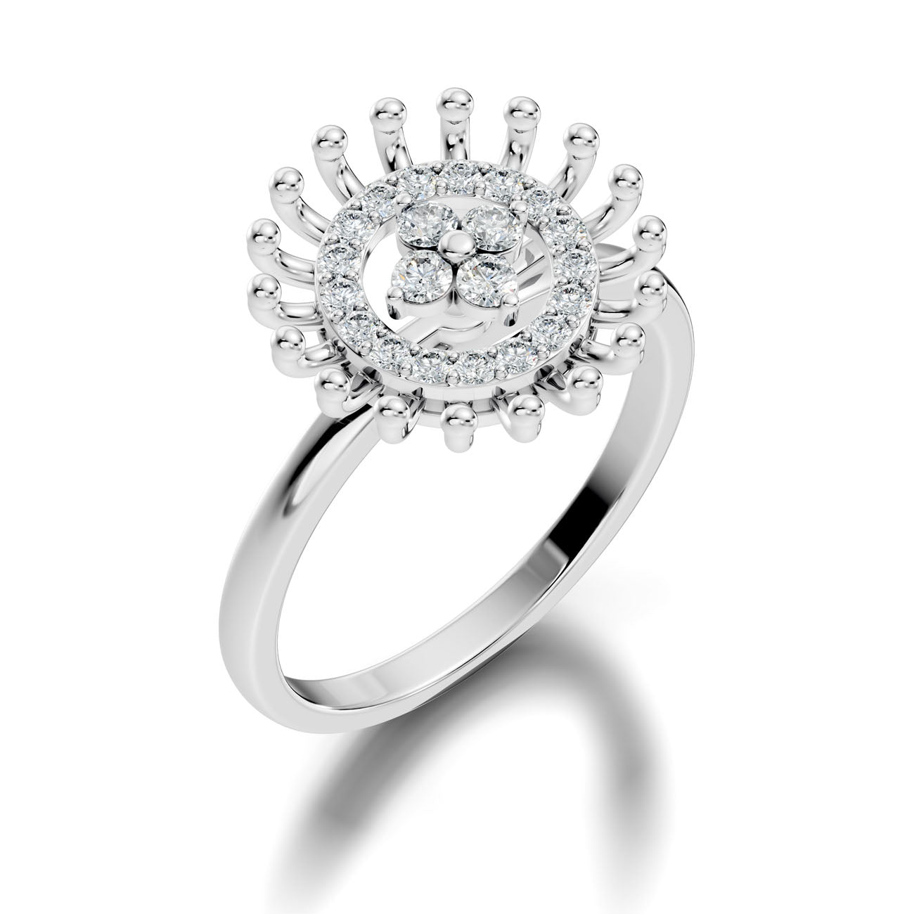 .27 Ct. Round "Water Drop" Diamond Halo Cluster Ring with Sunburst Setting (GJSLR-035) 9