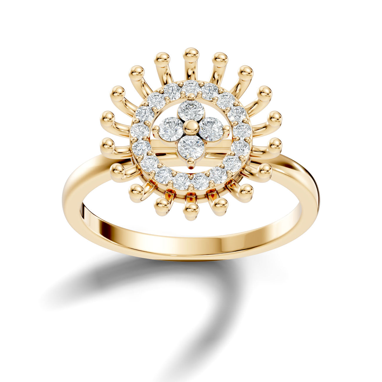 .27 Ct. Round "Water Drop" Diamond Halo Cluster Ring with Sunburst Setting (GJSLR-035) 4