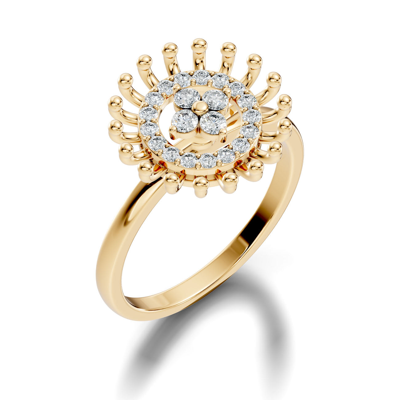 .27 Ct. Round "Water Drop" Diamond Halo Cluster Ring with Sunburst Setting (GJSLR-035)