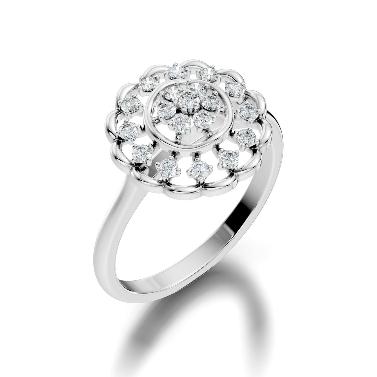 .20 Ct. Round Diamond Floral Cluster Halo Ring (GJSLR-037) 9