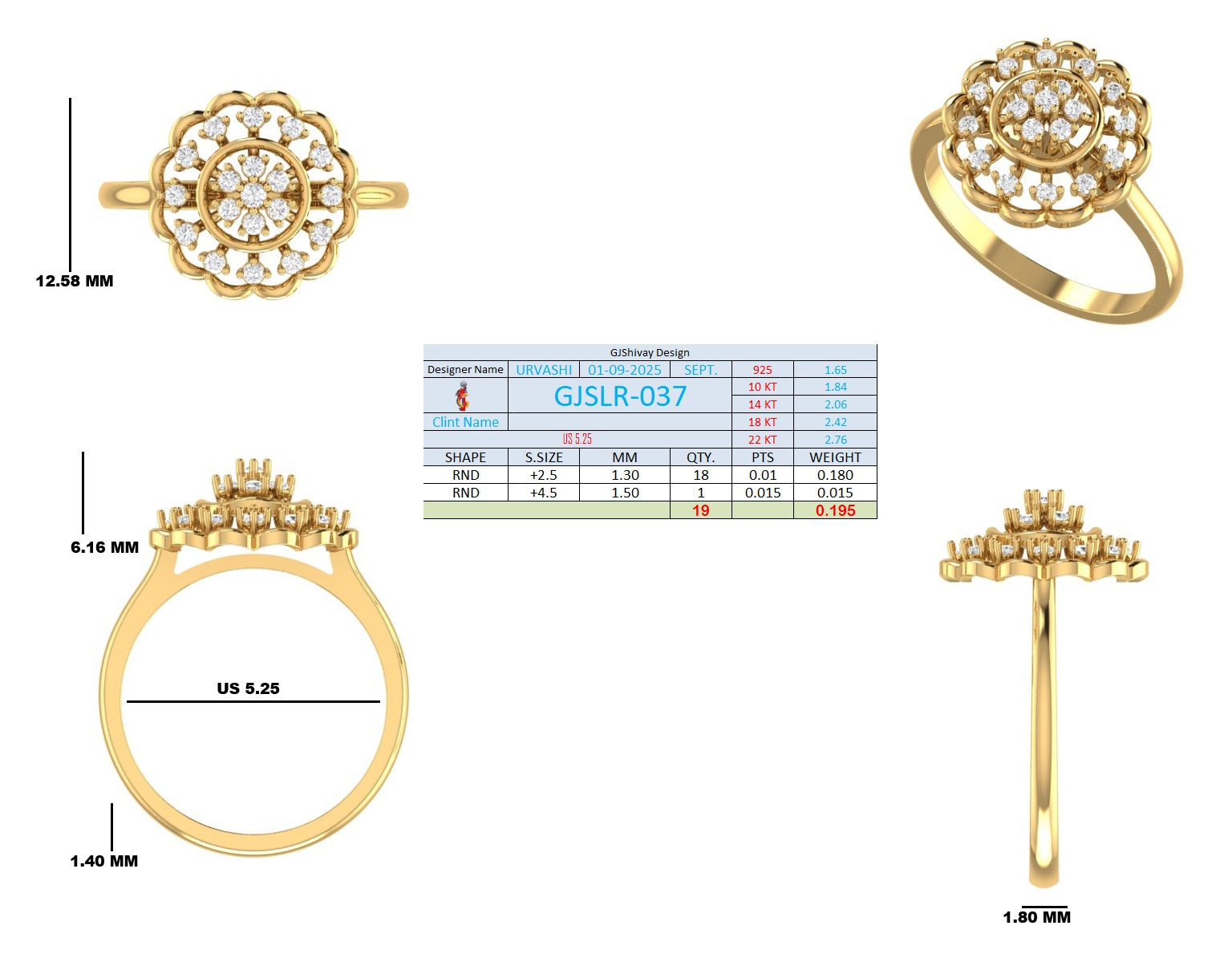 .20 Ct. Round Diamond Floral Cluster Halo Ring (GJSLR-037) 16