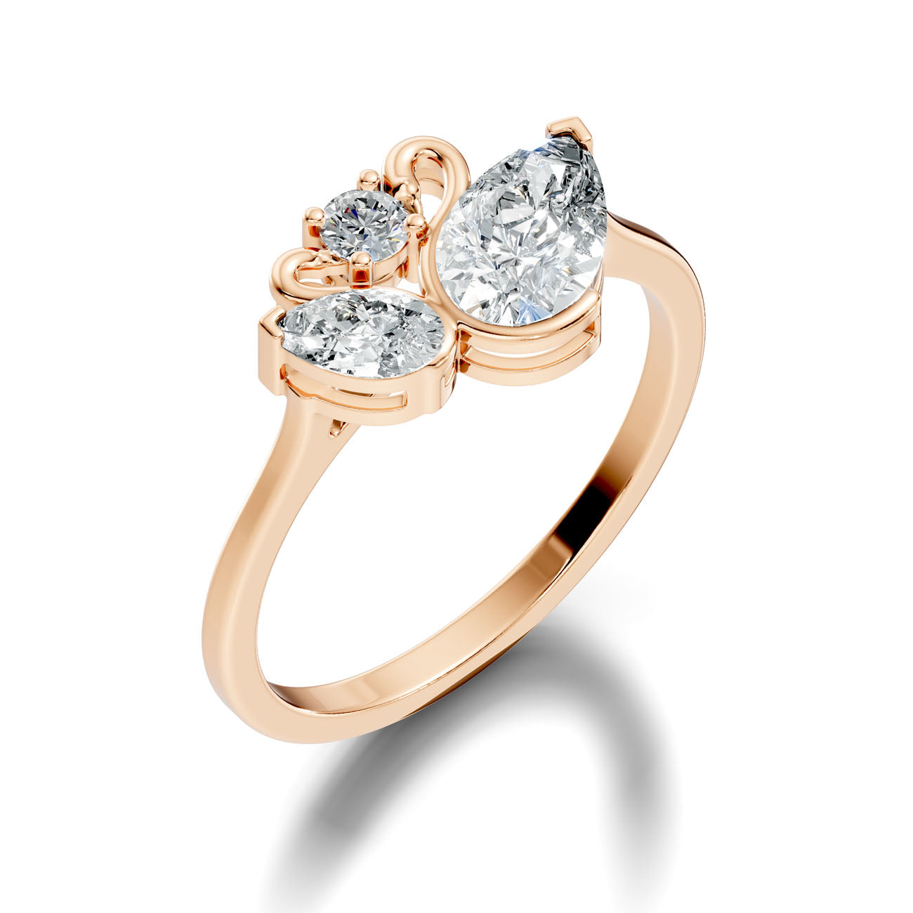 .75. Ct. Pear Diamond Three-Stone Swirl Ring (GJSLR-038) 7