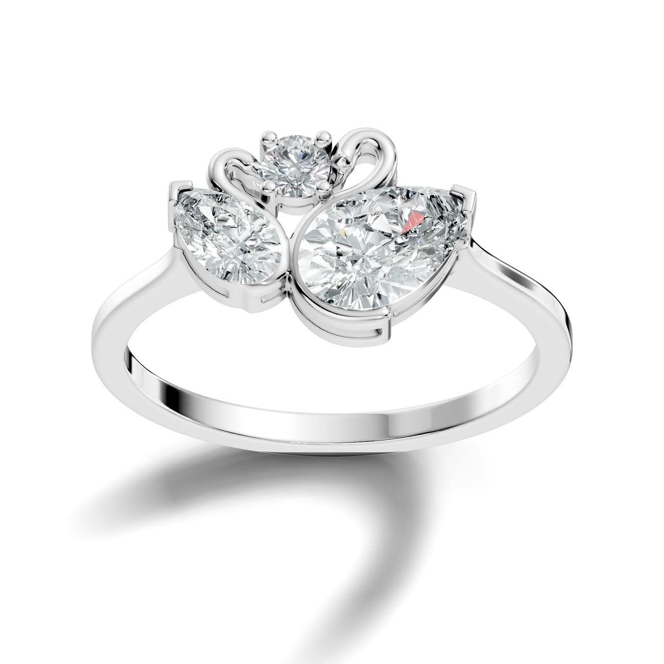 .75. Ct. Pear Diamond Three-Stone Swirl Ring (GJSLR-038)