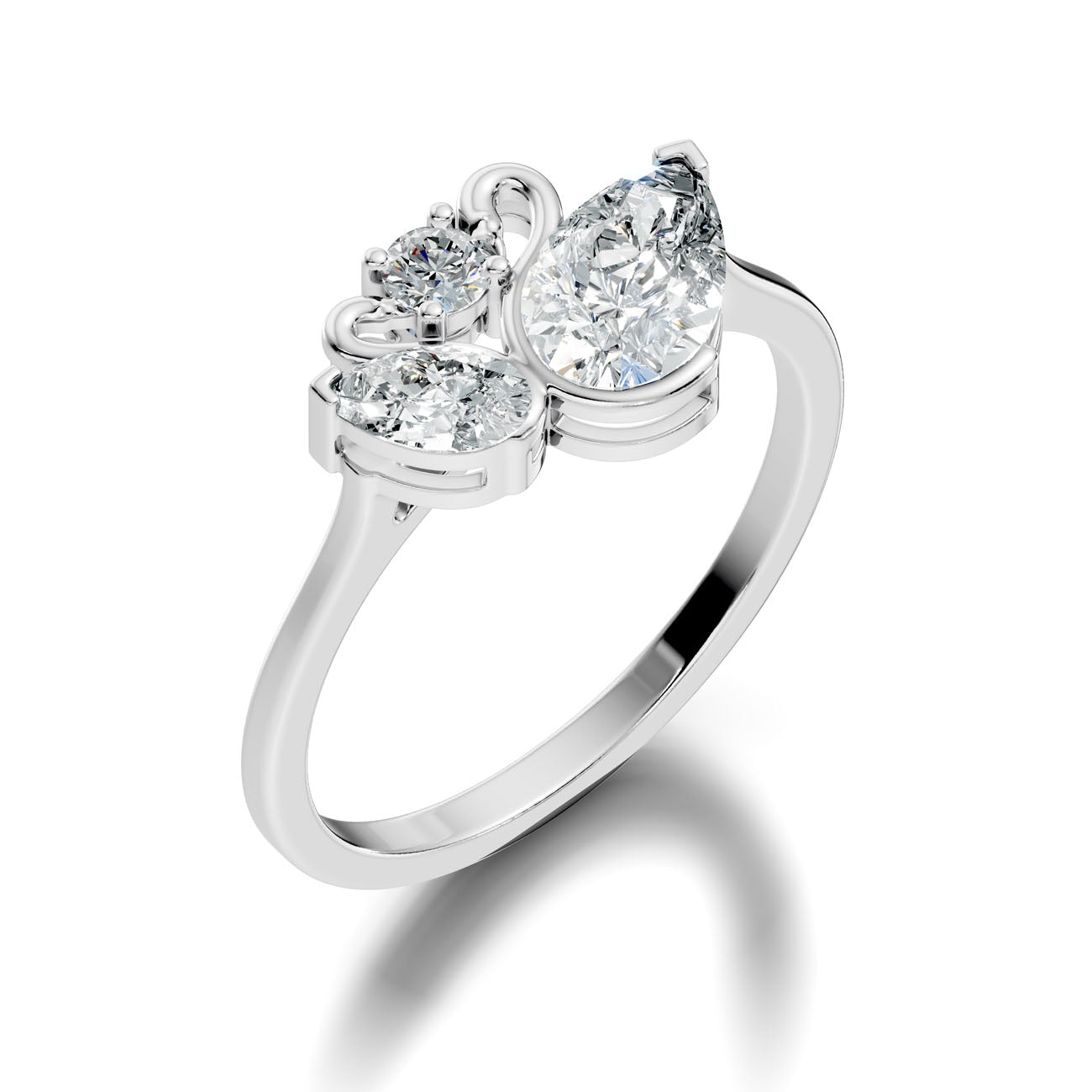 .75. Ct. Pear Diamond Three-Stone Swirl Ring (GJSLR-038) 13