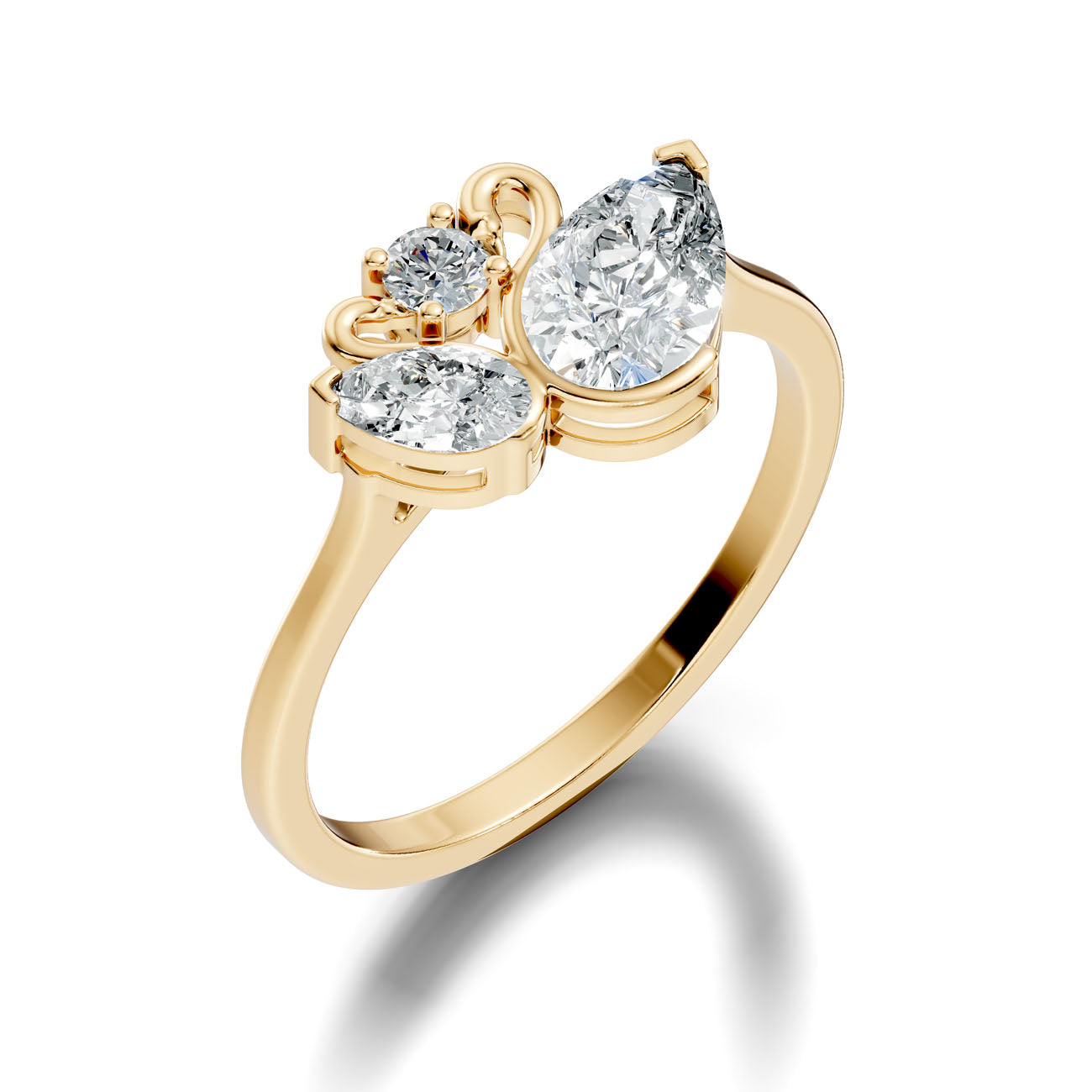 .75. Ct. Pear Diamond Three-Stone Swirl Ring (GJSLR-038)