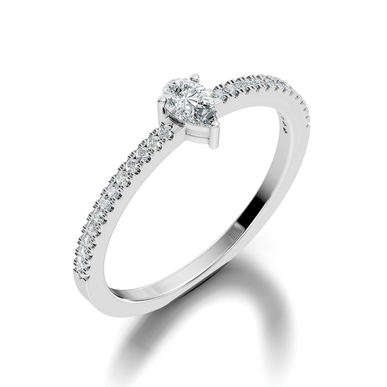 .30 Ct. Pear Diamond Ring with Pavé Band (GJSLR-04) 6