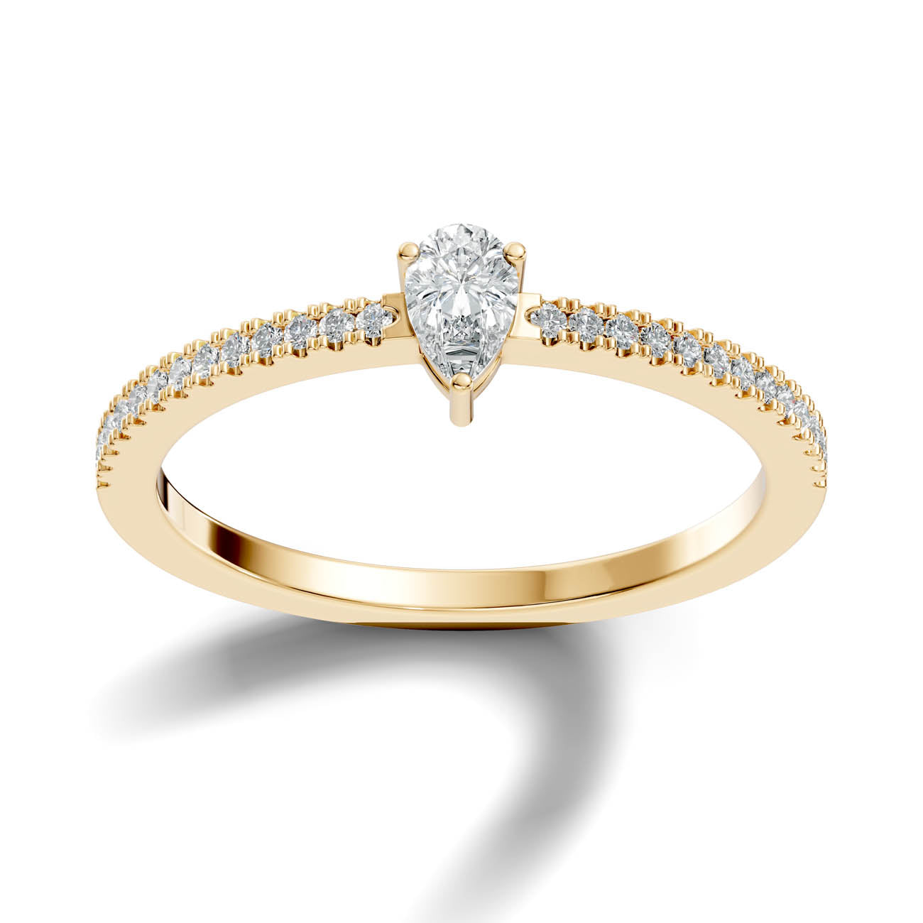 .30 Ct. Pear Diamond Ring with Pavé Band (GJSLR-04) 4