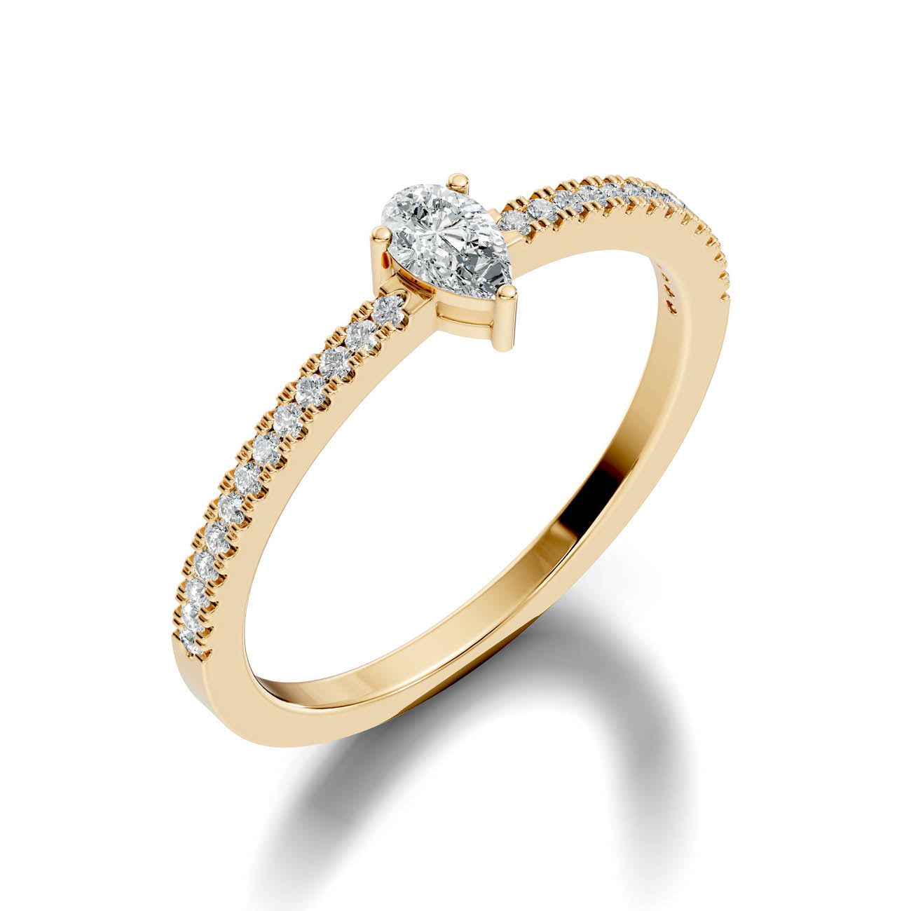 .30 Ct. Pear Diamond Ring with Pavé Band (GJSLR-04)
