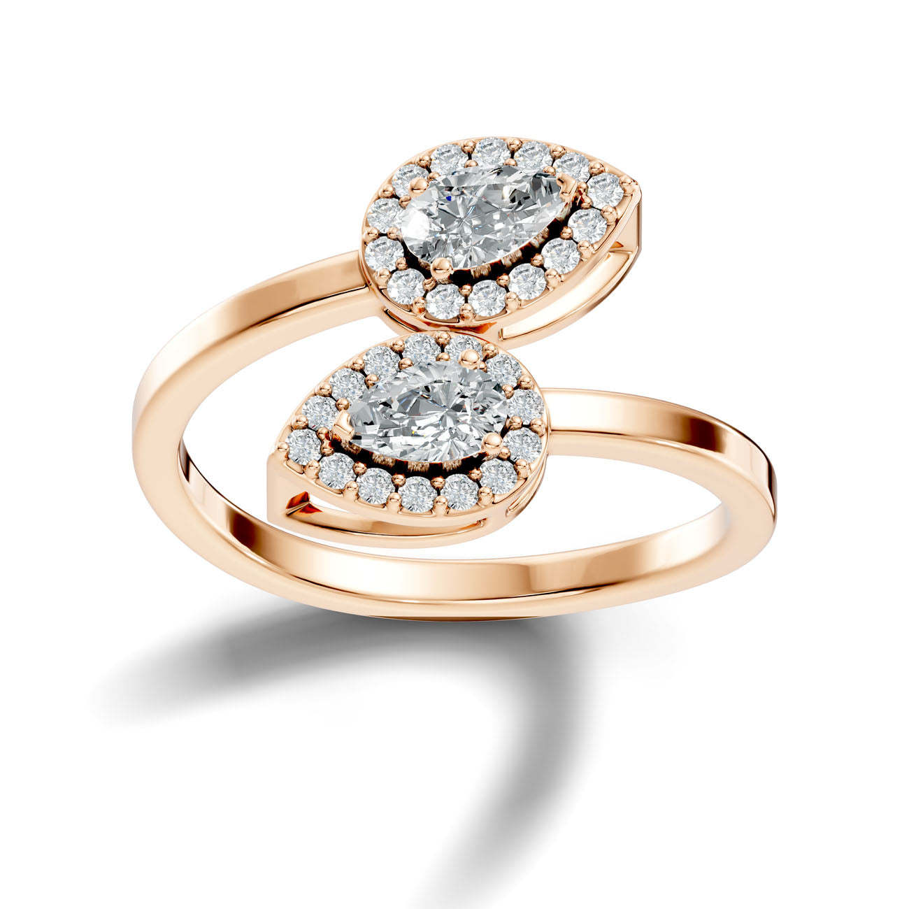 .50 Ct. Pear Diamond Double Halo Bypass Ring (GJSLR-046) 14