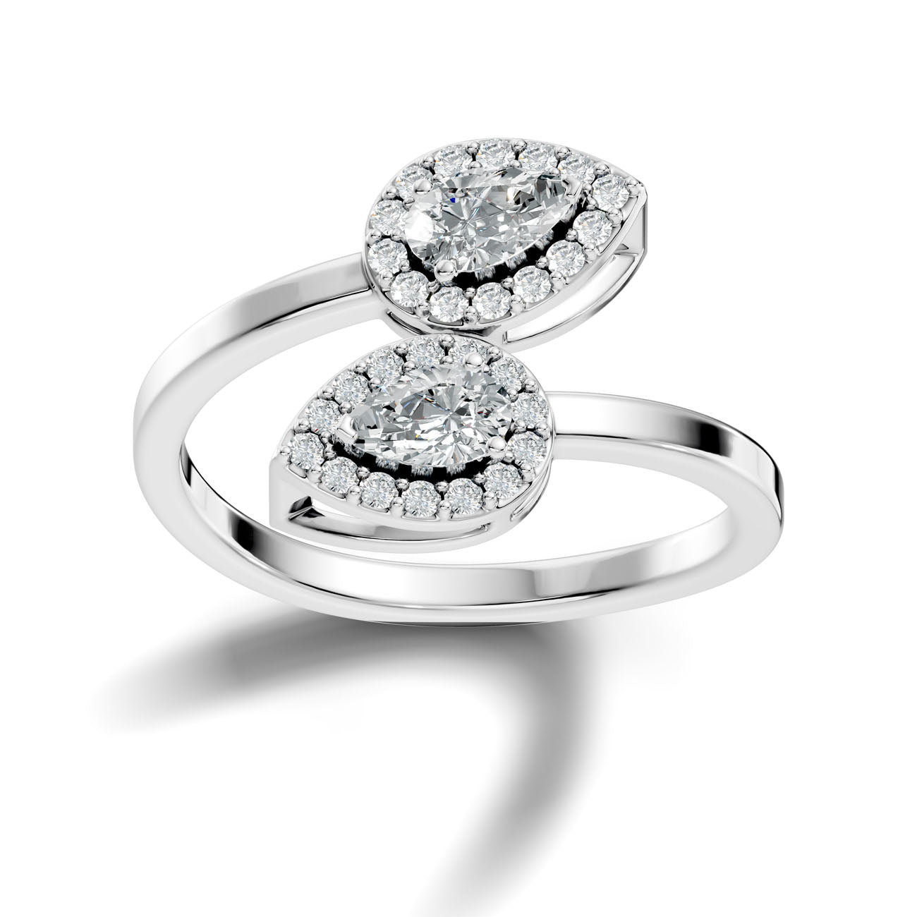 .50 Ct. Pear Diamond Double Halo Bypass Ring (GJSLR-046)
