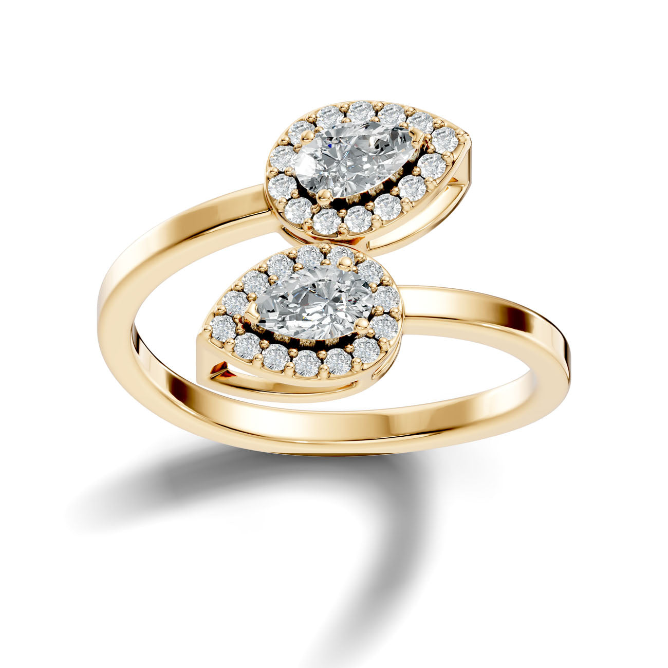 .50 Ct. Pear Diamond Double Halo Bypass Ring (GJSLR-046) 4