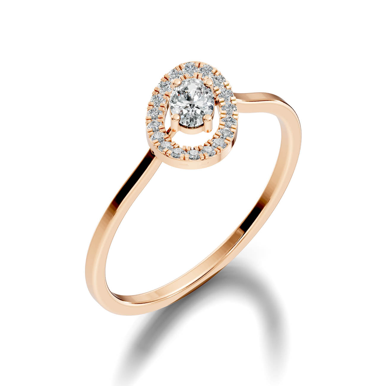 .22 Ct. Oval Diamond Halo Ring with Milgrain Detailing (GJSLR-07) 6
