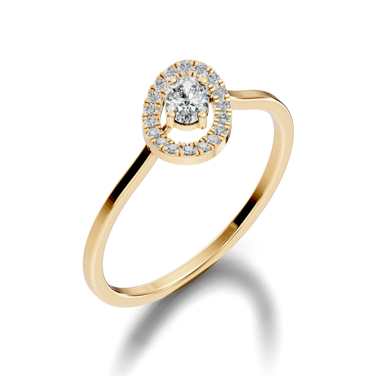 .22 Ct. Oval Diamond Halo Ring with Milgrain Detailing (GJSLR-07)