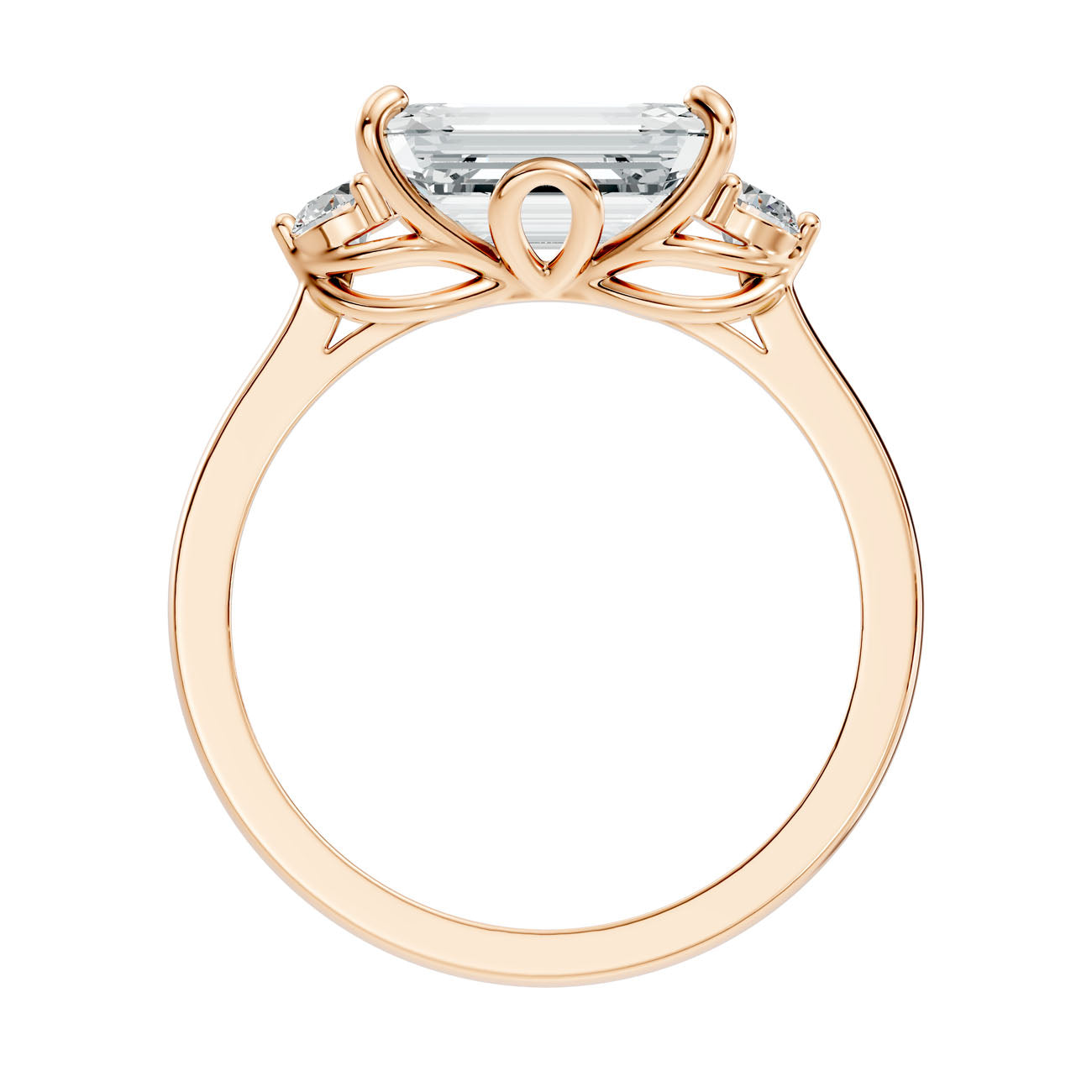 2.62 Ct. Emerald Cut Diamond Ring with Round Side Stones (GJSLR-084) 15