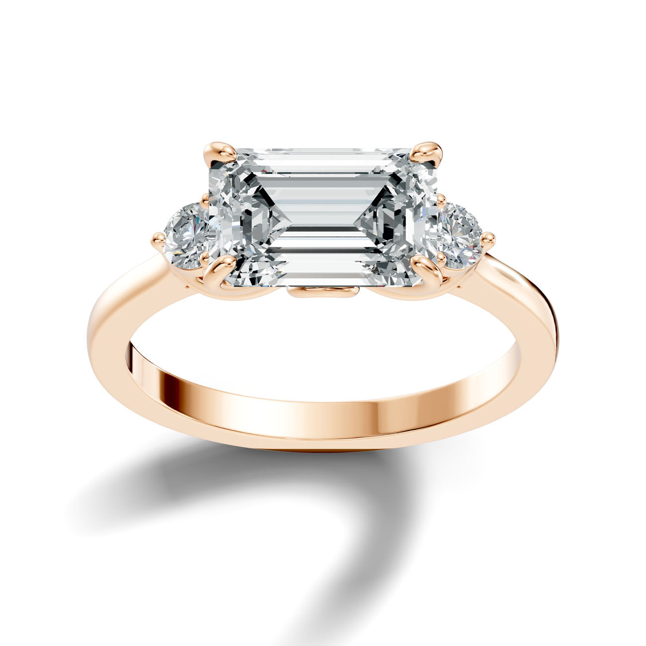 2.62 Ct. Emerald Cut Diamond Ring with Round Side Stones (GJSLR-084) 11