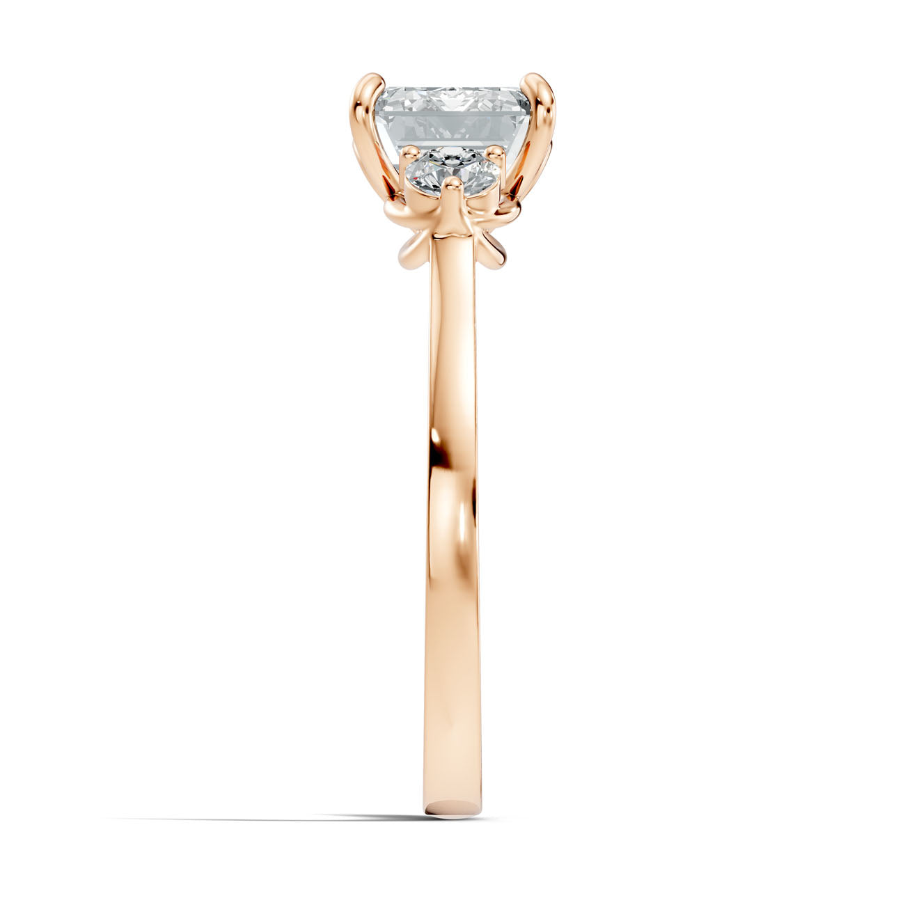 2.62 Ct. Emerald Cut Diamond Ring with Round Side Stones (GJSLR-084) 5