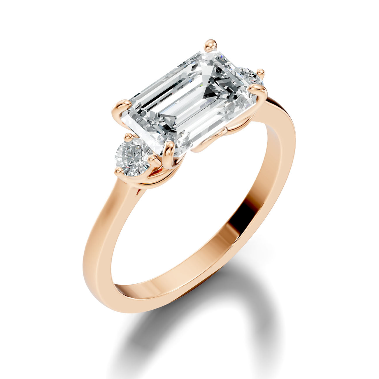 2.62 Ct. Emerald Cut Diamond Ring with Round Side Stones (GJSLR-084) 12